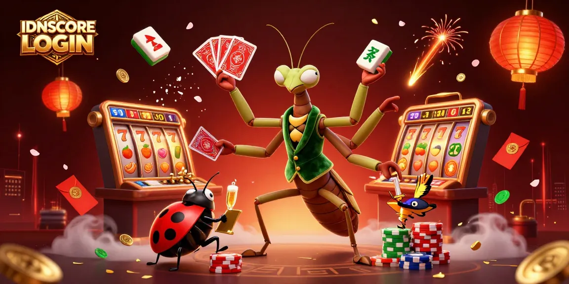 IDNSCORE LOGIN card sharp dealing cards in a lively casino scene filled with vibrant elements.