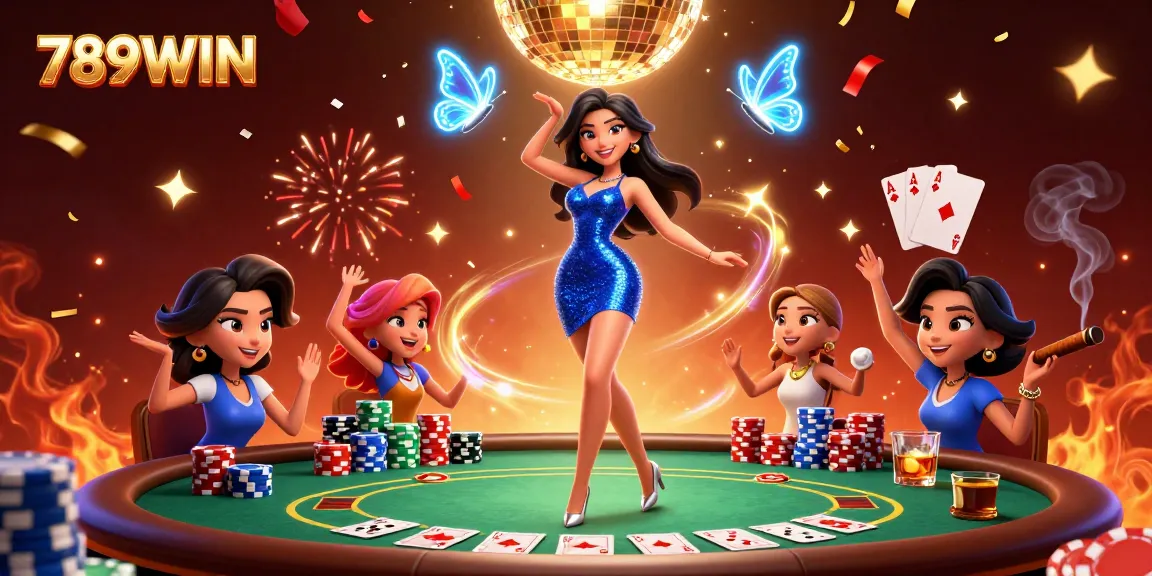 Experience the excitement of 789WIN with vibrant casino elements and dynamic celebration.