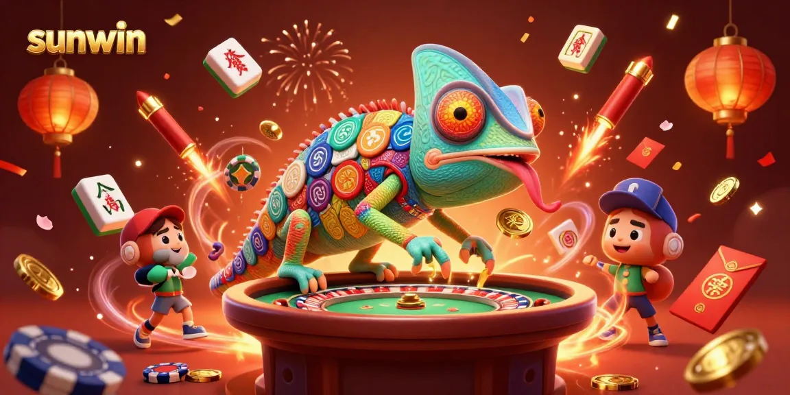 Experience sunwin's vibrant gaming world with our chameleon casino owner and festive elements.