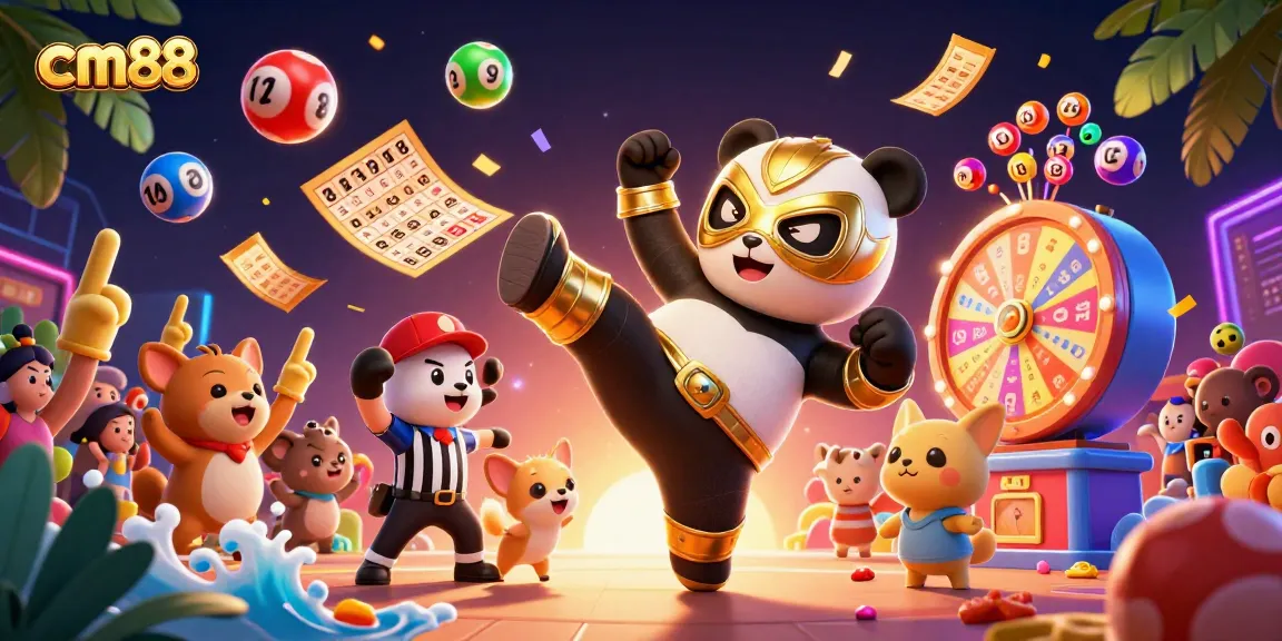 Experience exhilarating gameplay at cm88 with lively lottery scenes featuring colorful bouncing balls and excited animal fans.