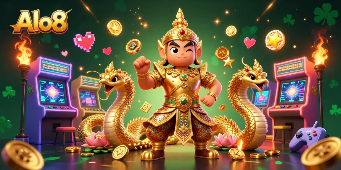 Alo8 engages players with a vibrant casino-themed illustration featuring dynamic gaming elements and a friendly guardian.