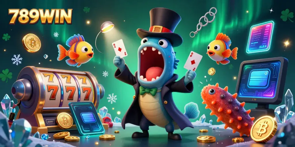 Experience the vibrant magic of 789WIN with 3D characters in a rich casino-themed scene.