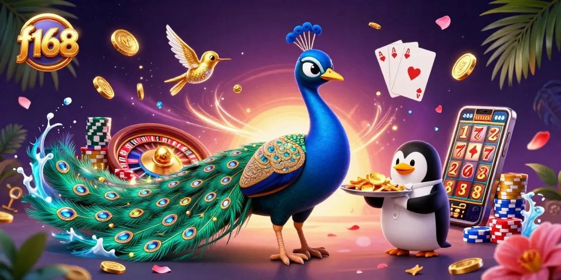 Experience the thrill of gaming at f168 with dynamic casino characters and vibrant elements.