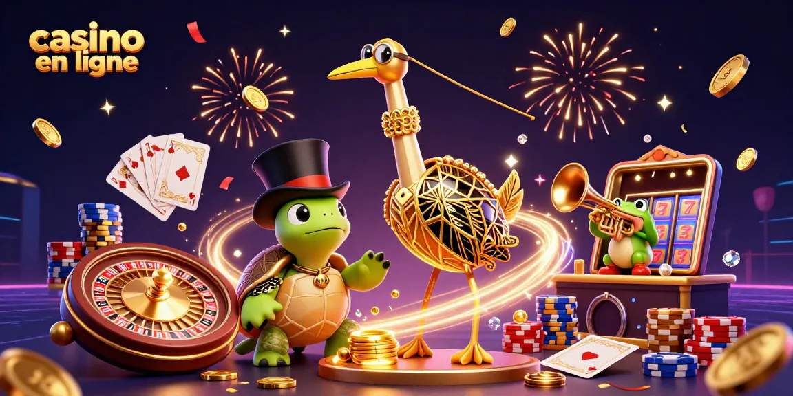 Jouer au casino en ligne avec des personnages amusants dans une scène colorée et festive.