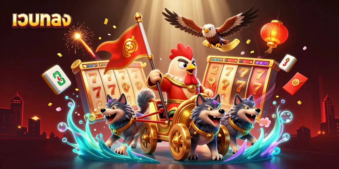 Experience the thrill of เว็บตรง casino gaming featuring a rooster warlord and dynamic slot reels.