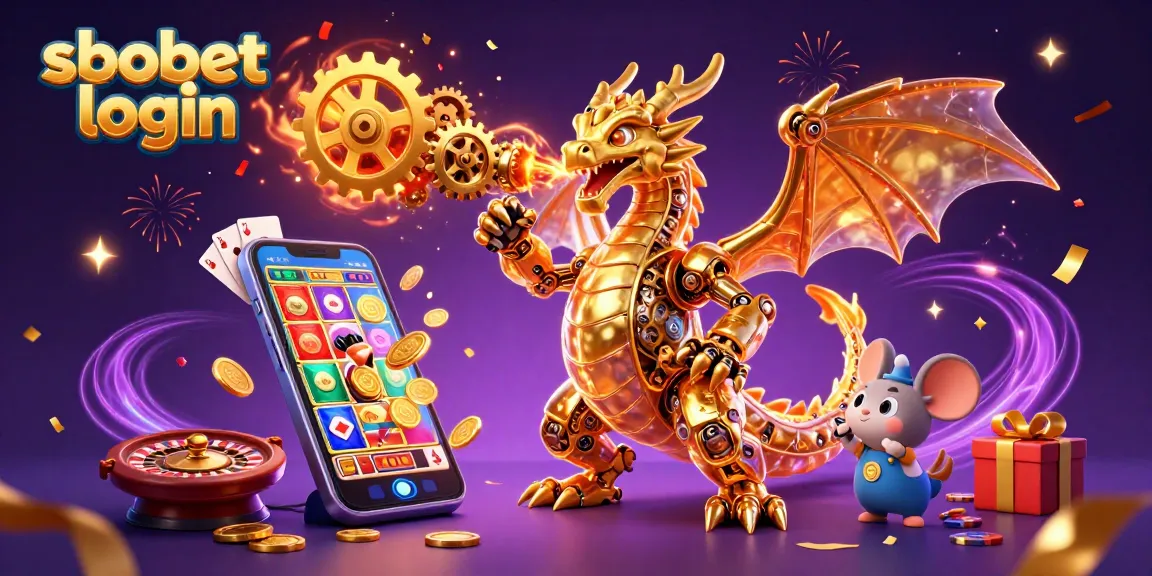 Engage with sbobet login for a thrilling casino experience, featuring a dragon and animated gaming elements.