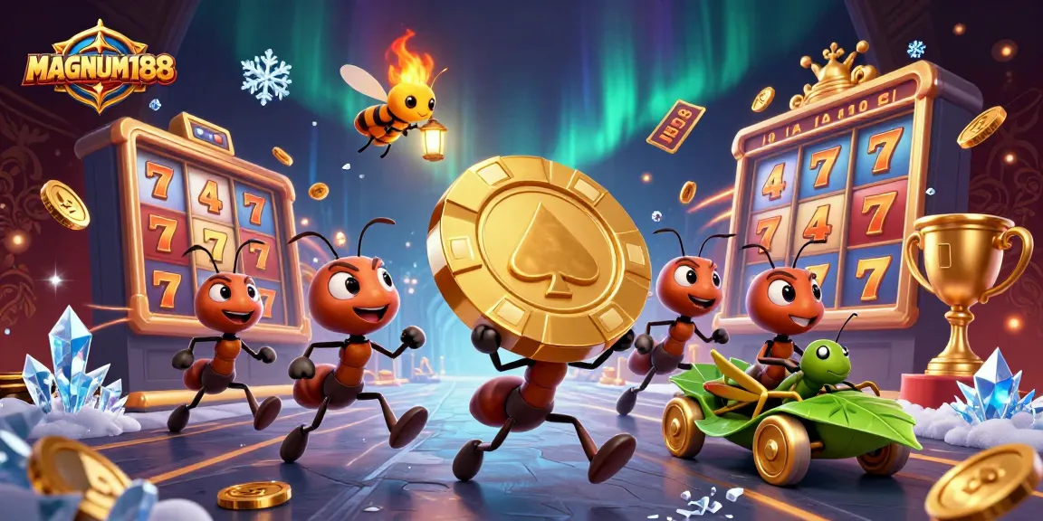 Experience the excitement at MAGNUM188 with a heist-themed adventure featuring golden poker chips and gaming elements.