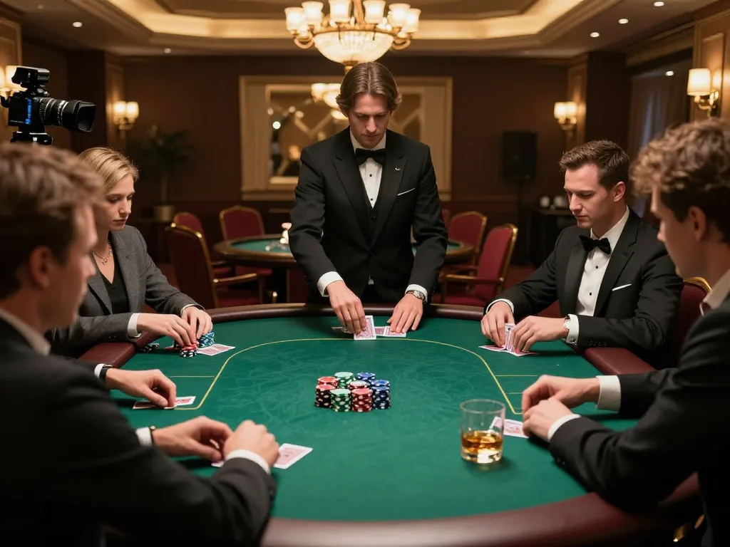 Sunwingo players enjoying a thrilling poker game in an upscale casino setting.