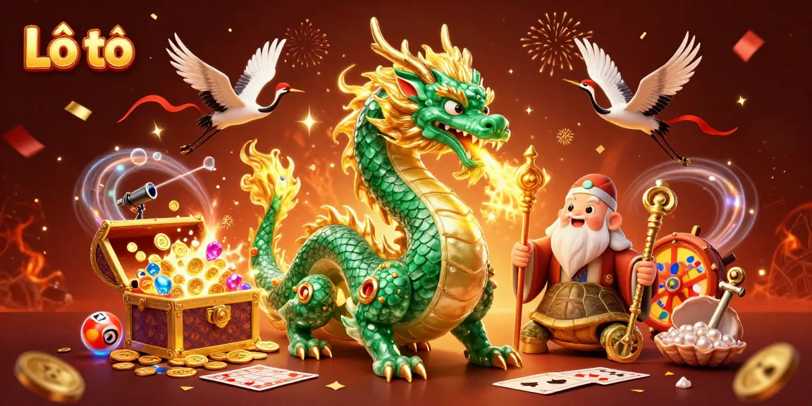 Experience thrilling Lô tô excitement as dragons and lucky elements enhance the gaming ambiance.
