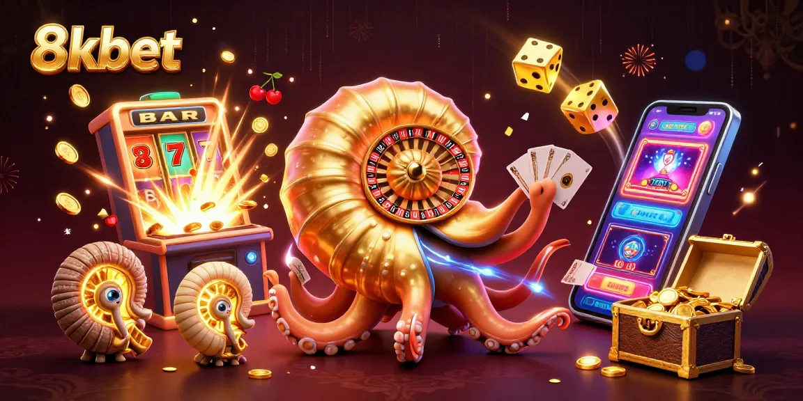 Exciting gameplay at 8kbet with a giant nautilus roulette wheel and vibrant casino elements.