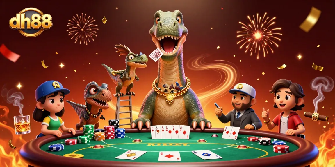 Experience thrilling gaming at dh88 with this vibrant casino scene featuring playful characters.