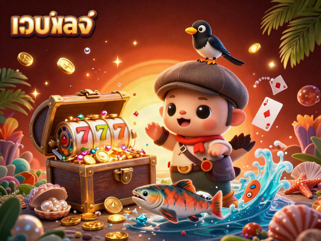 Engage in fun gaming adventures with เว็บตรง and treasure-filled illustrations featuring Nessie.