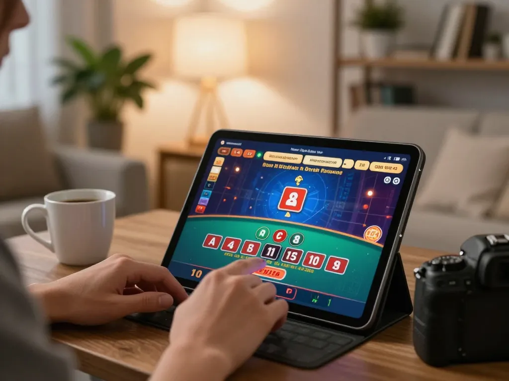Engage in exciting gaming at trang chủ okfun with a stylish tablet setup featuring blackjack gameplay