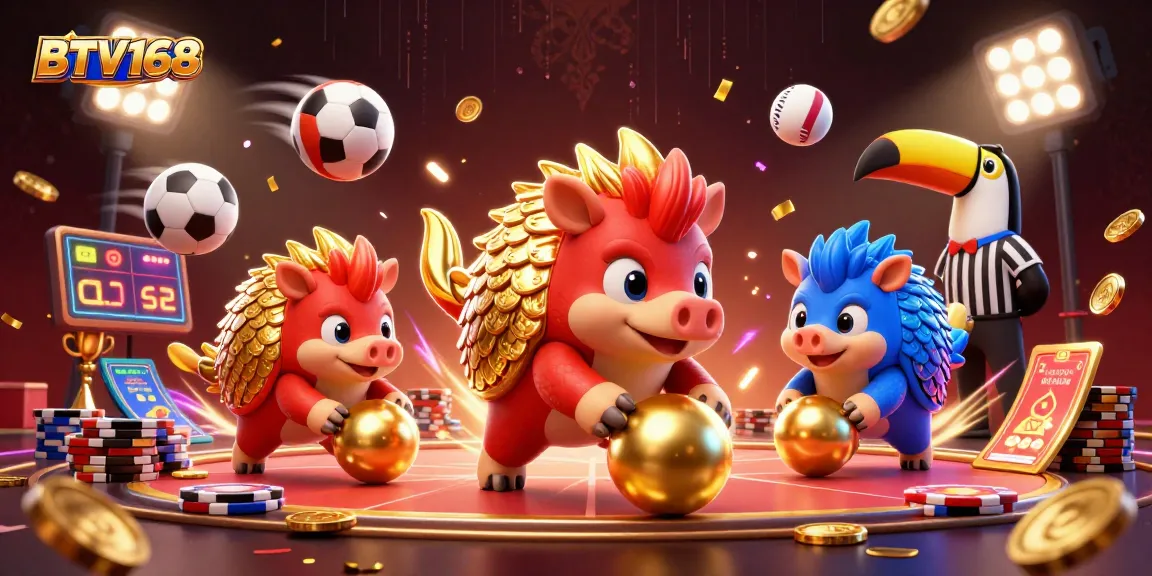 Bowl through poker chips with BTV168 in a dynamic casino scene featuring rival pangolins.