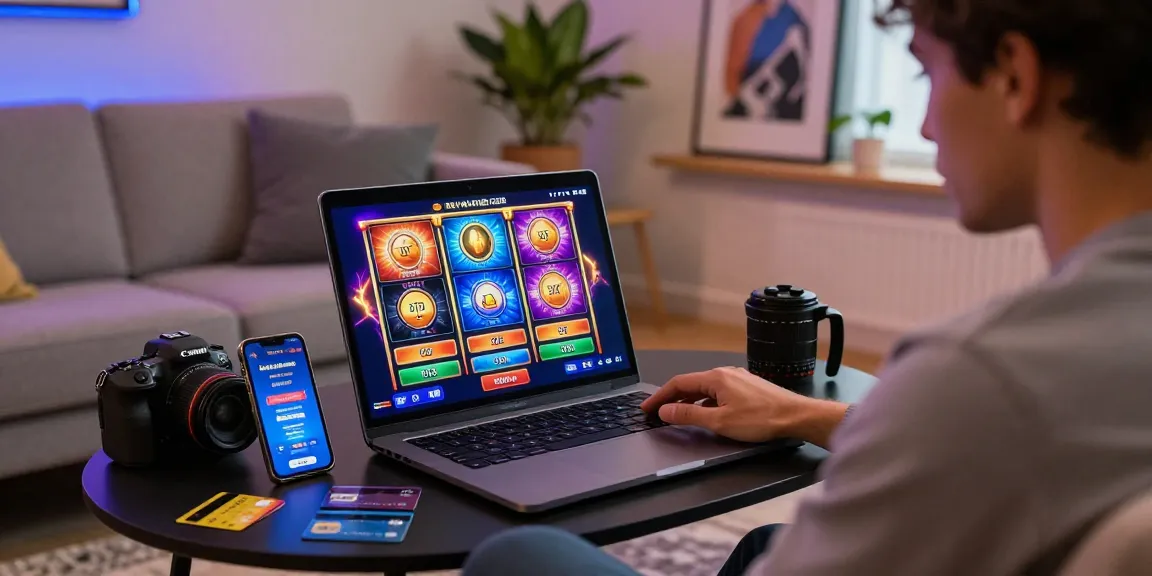 Engaging scene of online casinos that accept credit cards with a player enjoying a vibrant gaming experience at home.