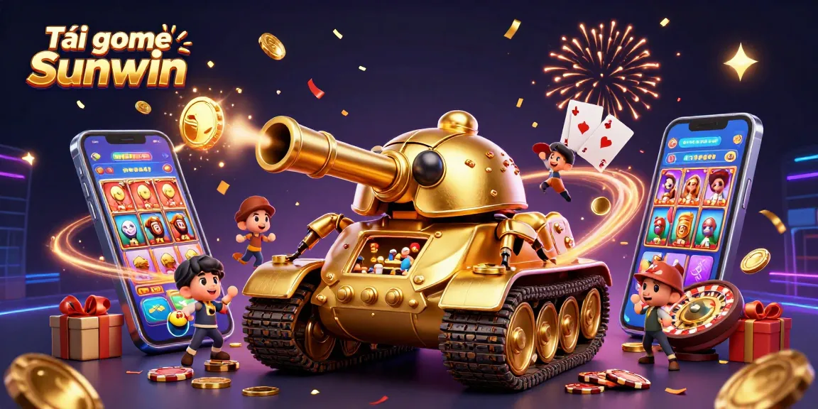 Experience Tải game Sunwin with a vibrant scene featuring a casino-themed beetle tank and dynamic game elements.