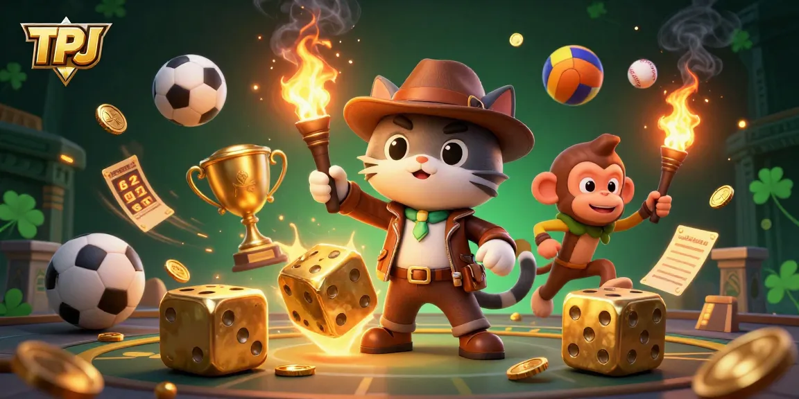 Engage in the excitement of sports betting with TPJ as an adventurous cat explores a golden casino artifact.