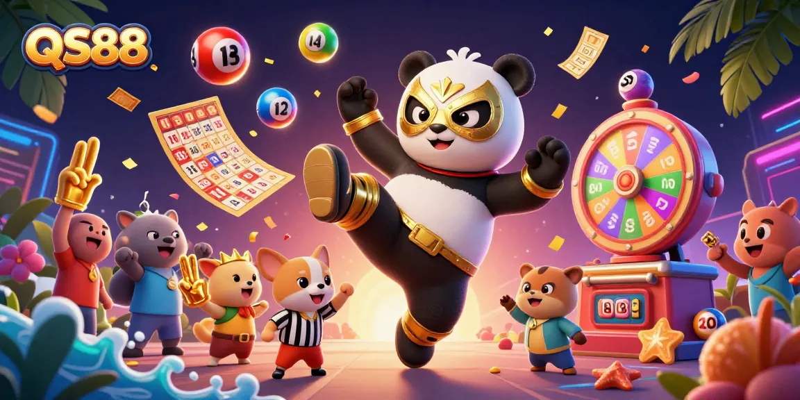 Experience the thrill of QS88 with exciting gameplay featuring colorful lottery balls and jubilant spectators.